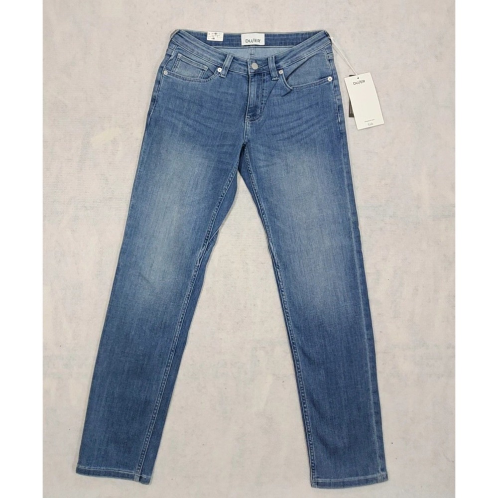 DU/ER Performance Denim Womens‎ 26 NEW Girlfriend Whisker Solstice Blue COOLMAX